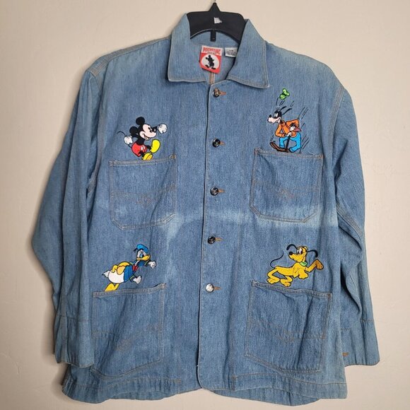 Mens Mickey Inc Size S/M Distressed Denim Shirt Jacket Upcycle Ready Crafts - Picture 1 of 8